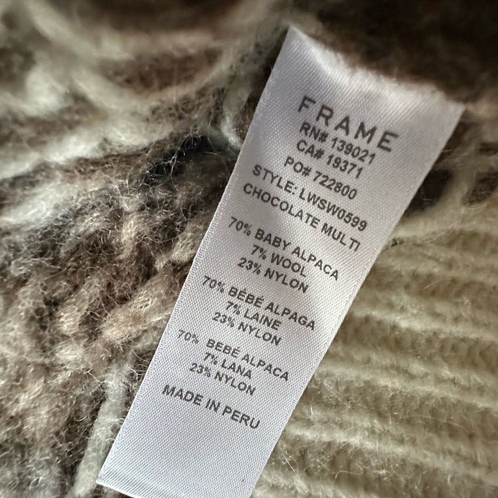 NWOT Frame Denim Brown and Cream Turtleneck Sweater - Picture 6 of 6